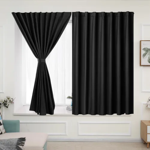 Vista 18 de Muamar Cortinas opacas sin taladro, paneles de cortina para ventana fáciles de instalar, juego de 2 paneles de cortinas portátiles para dormitorio