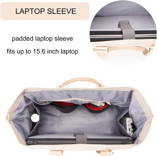 Vista 2 de MINKARS Bolsa de fin de semana con compartimento para zapatos, funda para portátil, puerto de carga USB, Rosado, Bolsa de fin de semana