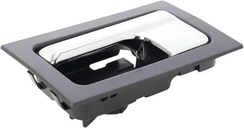 Vista 4 de TRQ Manija de puerta interior delantera izquierda cromada y negra para el lado del conductor compatible con Ford F-150 2012-2014