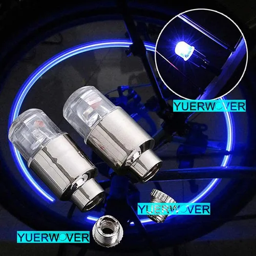 Vista 6 de Paquete de 4 luces LED para rueda de bicicleta, tapones para válvulas de neumáticos de automóvil, tapas de vástagos de bicicleta, motocicleta