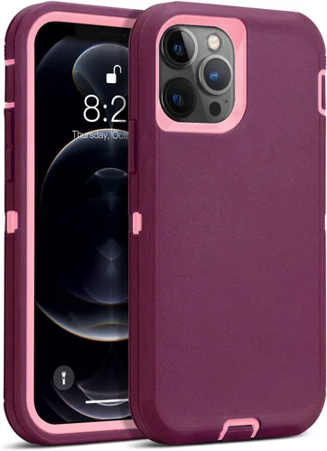 Vista 13 de MAXCURY Funda para iPhone 12, iPhone 12 Pro, fuerte 3 en 1 de protección de cuerpo completo, funda de goma de silicona resistente a prueba de golpes