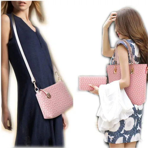 Vista 6 de Juego de 6 bolsos para mujer, de piel sintética, multiusos, clásico, bolsa de hombro