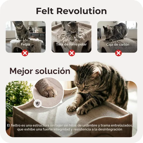 Vista 3 de Casas de interior para gatos de interior, cueva cubierta con aislamiento cálido para gatos de interior, fuerte capacidad resistente a los arañazos