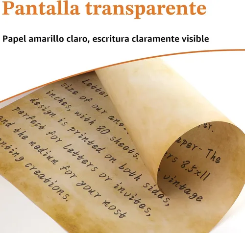 Vista 3 de 80 hojas de papel vintage, papel de impresora tamaño carta de 8.5 x 11 pulgadas, papelería antigua para escribir, papel pergamino envejecido