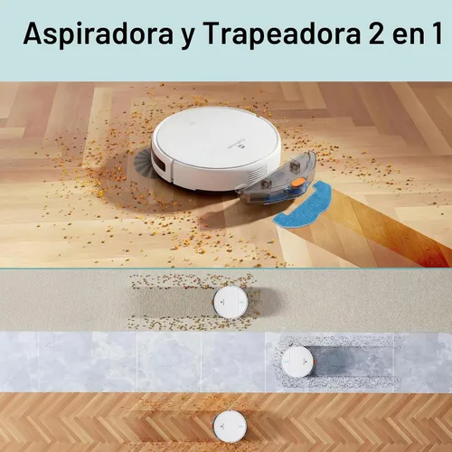 Vista 2 de SereneLife Robot aspirador automático y trapeador, control de aplicación, 3 modos de limpieza, sensores inteligentes anticaídas, carga automática