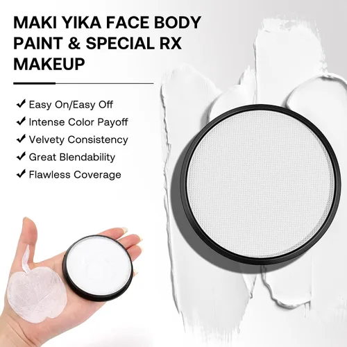 Vista 2 de Pintura facial blanca para maquillaje de Halloween, base blanca y negra 01 Blanco