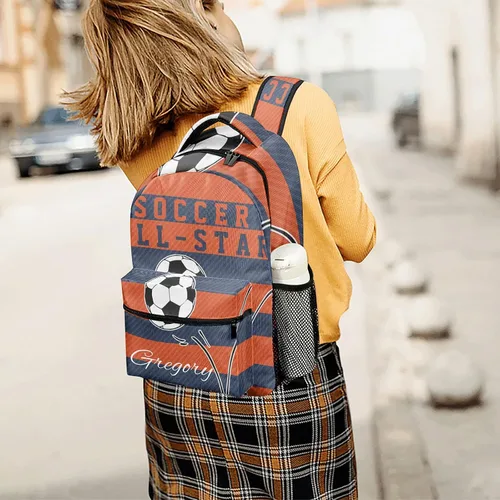 Vista 5 de Balones de fútbol rosa mochila escolar personalizada para niños y niñas, mochila primaria de viaje, Opción 3, Mochilas Tradicionales