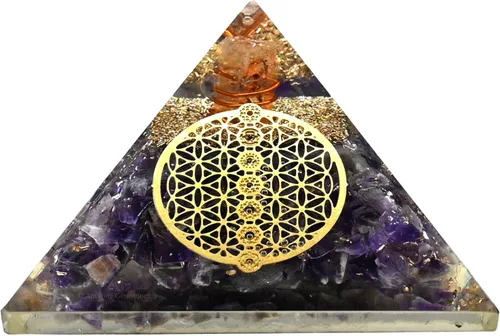 Vista 11 de Amazing Gemstone Pirámide de orgón de amatista para EMF y protección de energía negativa - Pirámide de cristal de amatista natural, Amatista