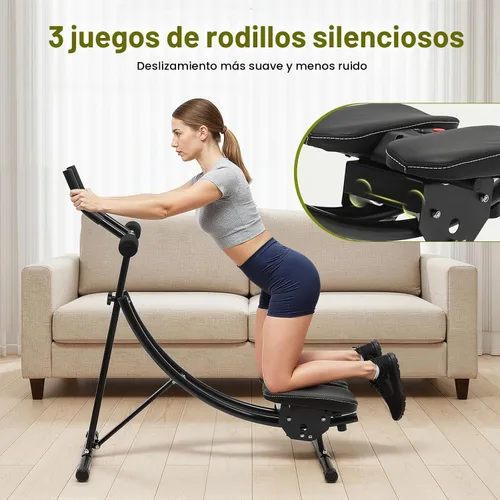 Vista 7 de Abdominal Crunch Coaster, Height Adjustable Ab Trainer Abdominal Whole with LCD Monitor & Six Silent Rollers, Body Workout Machine for Home