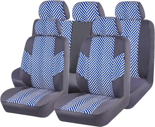 Vista 11 de CAR PASS Juego Universal de Fundas Deportivas para Asientos de Coche, Fundas de Asiento de Tela Transpirable y Cómodas, Juego Completo con Negro rojo