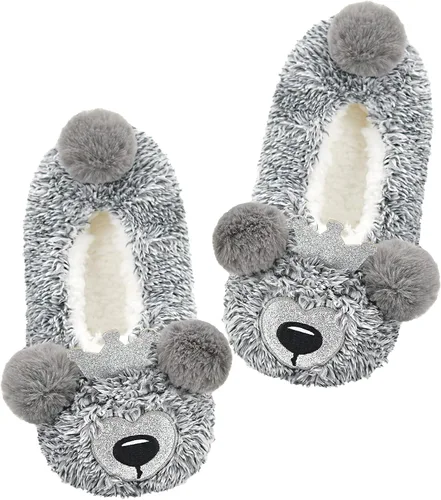Vista 16 de Panda Bros - Pantuflas gruesas y cálidas para mujer con suela antideslizante, zapatos de casa con diseño de personajes, pantuflas novedosas