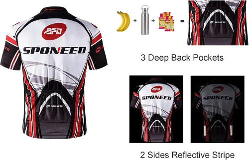 Vista 8 de sponeed Hombres Bicicletas Jersey Cremallera Completa Ciclismo Camisa Tops Transpirable