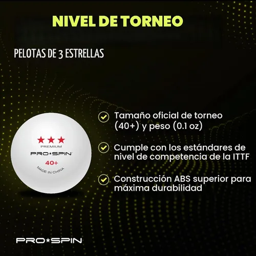 Vista 3 de PRO-SPIN Ping Pong Balls – 3-Star ITTF-Approved Premium Table Tennis Balls High-Performance 40+ ABS Professional Quality for Indoor & Outdoor