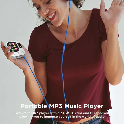Vista 2 de Reproductor de MP3 de 64 GB con Bluetooth y cámara de 180 ° Reproductor de música MP3 portátil de 2.01 pulgadas, pantalla táctil de alta fidelidad