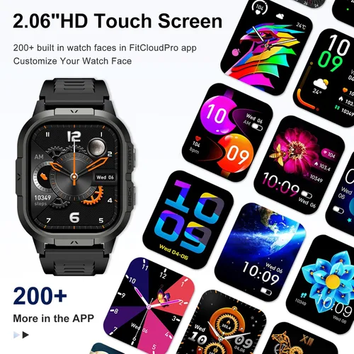 Vista 6 de Reloj inteligente para hombre, rastreador de ejercicio hacer respuesta llamada, relojes digitales para hombre, impermeables, para correr, reloj