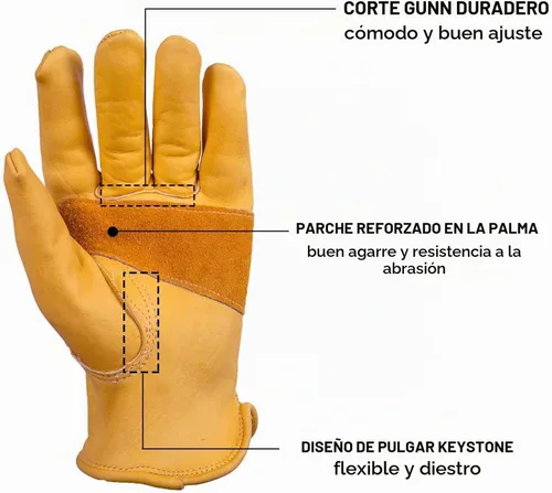 Vista 2 de OZERO Leather work gloves for men,cowhide gardening gifts garden yard Dorado