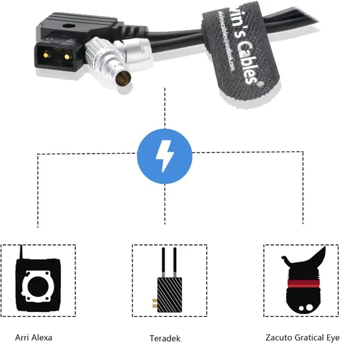 Vista 2 de Alvin's Cables Cable de alimentación de ángulo recto macho D-Tap a 2 pines para Teradek Bond, Teradek Bolt, monitor SmallHD 17.7 in 18 pulgadas