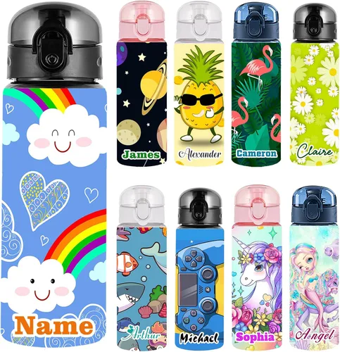 Vista 11 de Botellas de agua personalizadas con tapa, botella personalizada de 26 onzas con nombre, botellas de agua de plástico personalizadas, a prueba