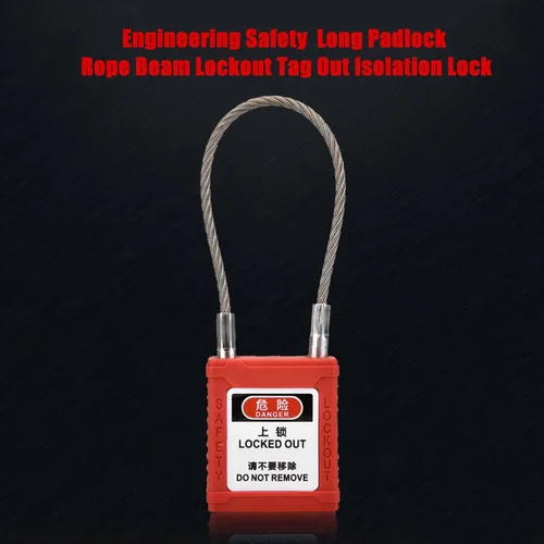 Vista 2 de Candado de seguridad, cerradura de cuerda de acero inoxidable con diseño de línea antideslizante y funda PA de nailon, para etiquetado de bloqueo
