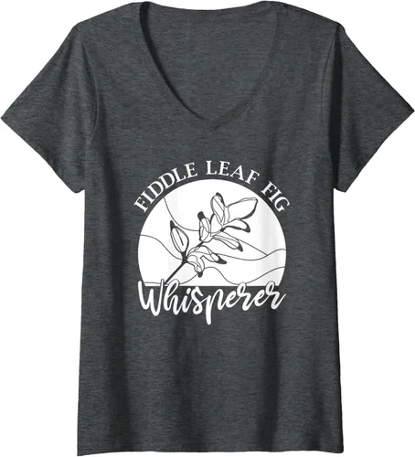 Vista 6 de Camiseta de interior con cuello en V para mujer, diseño de higo de hoja de violín, Negro, S