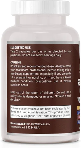 Vista 3 de JB Wellness Co Suplemento de melena de león, apoyo cognitivo, salud inmunológica con cola de pavo 20 en 1, hongo Reishi Cordyceps Chaga con raíz