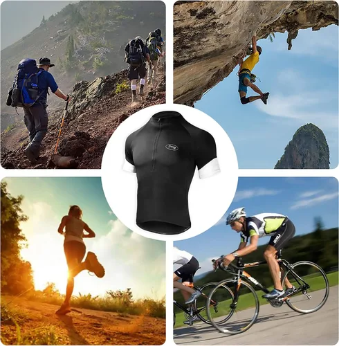 Vista 6 de CGLRbyO - Maillot de ciclismo de manga corta para hombre con bolsillos Negro03