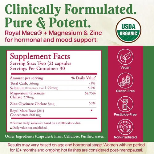 Vista 3 de Whole World BOTANICALS Maca Real para Peri-Menopausia, 60 CT