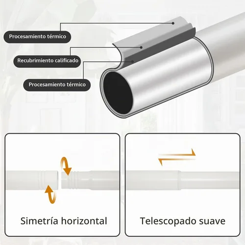Vista 4 de Ycolnaefllr - Barra de cortina doble blanca de 28 a 48 pulgadas, resistente y ajustable Weathered White