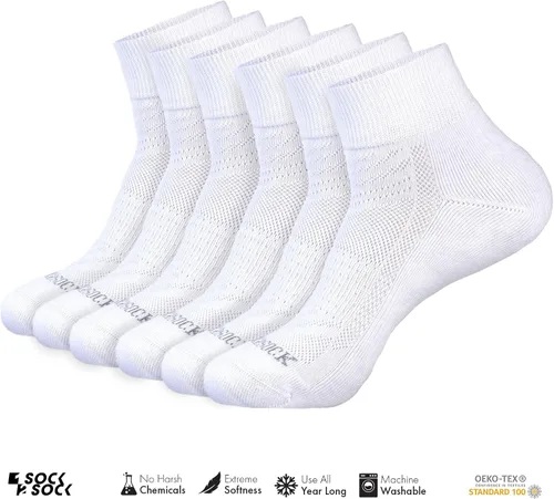 Vista 2 de 1SOCK2SOCK Paquete de 6 calcetines deportivos de algodón para hombres y mujeres, de algodón, corte bajo, calcetines para correr