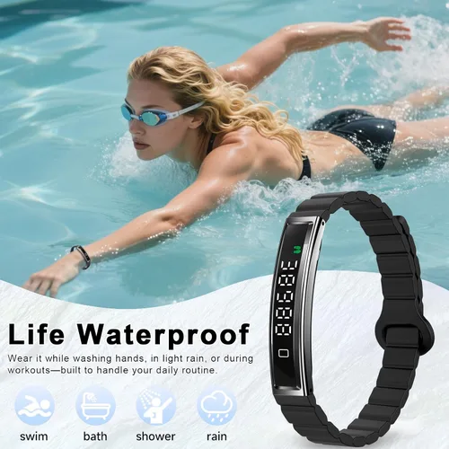Vista 6 de Efolen Pulsera inteligente para mujeres, rastreador de fitness ultraligero con monitor de frecuencia cardíaca/oxígeno en sangre/sueño/podómetro