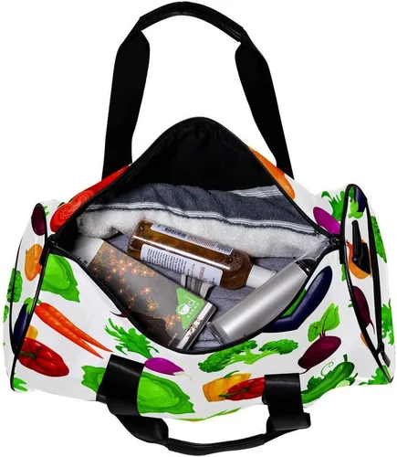 Vista 5 de LEVEIS Fresh Healthy Vegetables Sports Duffel Bag Travel Tote Carry on Weekender Gym Overnight Bag for Men & Women