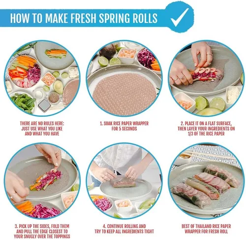 Vista 6 de Best of Thailand [Redonda] Envolturas de papel de arroz integral 1 paquete Perfectas para rollitos de primavera frescos y dumplings Sin OGM, sin