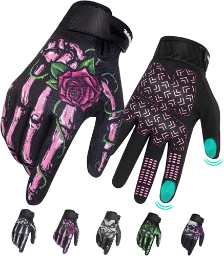 Vista 10 de Guantes de motocicleta RIGWARL para hombres y mujeres con función táctil, guante ligero para bicicleta de tierra antideslizante, guante de esqueleto
