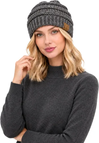 Vista 58 de C.C Exclusives Gorro de Punto de Cable - Gorros Gruesos, Suaves y Cálidos de Punto Grueso Chenille Teniente Mel Gris