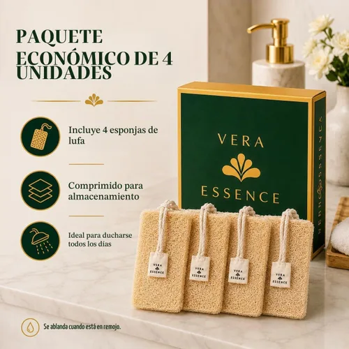 Vista 6 de Esponja natural de lufa, esponja egipcia para el cuerpo, esponja de baño y exfoliante corporal, 4