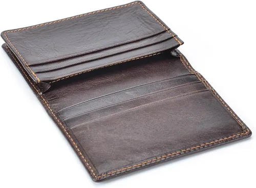 Vista 4 de HAWEE Billetera de bolsillo frontal plegable para hombre, de piel auténtica, con bloqueo RFID, tarjetero