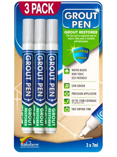 Vista 15 de Grout Pen - Marcador de pintura de lechada para azulejos blancos, punta estrecha de 0.197 pulgadas (0.2 fl oz), paquete de 3