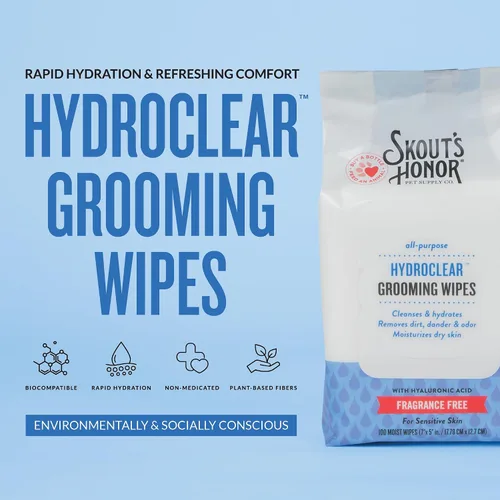 Vista 2 de SKOUT'S HONOR HydroClear Toallitas de aseo para perros y gatos, 100