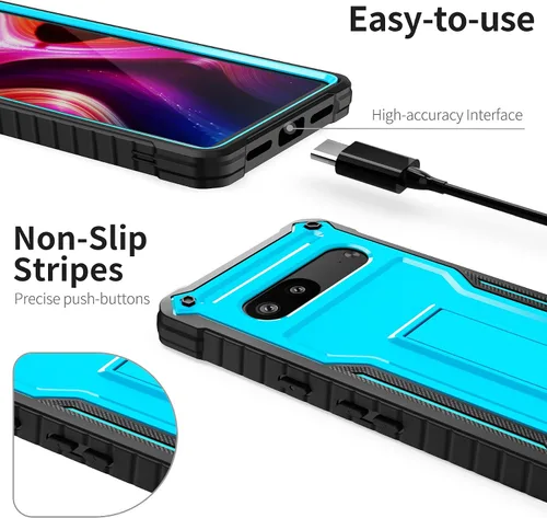 Vista 2 de ExoGuard Funda para Google Pixel 7, funda de goma a prueba de golpes de cuerpo completo viene con un protector de pantalla de vidrio templado y Azul