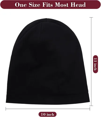Vista 4 de 4 Pieces Satin Lined Beanie Cap Satin Sleep Lined Hat Slouchy Beanie Hat Night Silk Hair Cap for Women Men