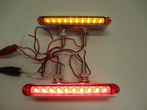 Vista 3 de Par de barras de luz LED rojo/ámbar de 6.5 pulgadas de largo, combo de doble cara para camión semirremolque