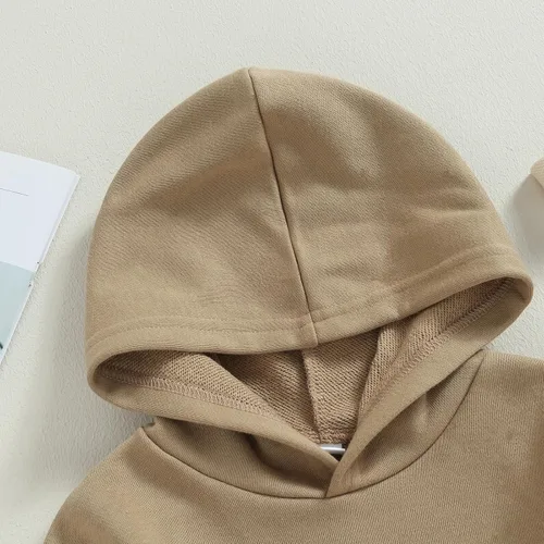 Vista 5 de AEEMCEM Sudaderas con capucha unisex para bebé, niño, niña, básicas, sólidas, de manga larga, con bolsillo de canguro, sudadera con capucha y sin