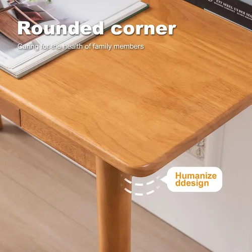 Vista 7 de Escritorio de madera maciza con cajones, escritorio de computadora de madera para oficina en casa, escritorio de estudio de juegos para espacios