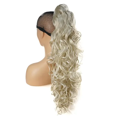 Vista 18 de Lydell 30" largo rizado peinado clip en garra cola de caballo extensión pelo sintético postizo 9.88 oz con un clip de mandíbula/garra (negro)