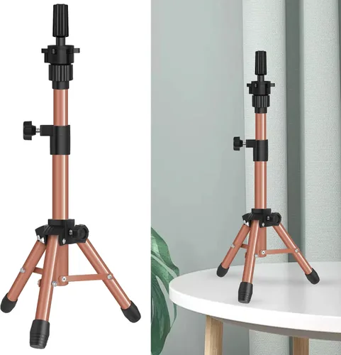 Vista 14 de ZQIAN BEAUTY Trípode de soporte para peluca de 25 pulgadas, soporte de cabeza de maniquí ajustable, soporte de cabeza de peluca para cabezas