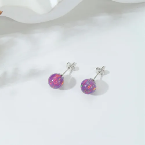 Vista 5 de Natural Stone Stud Earrings for Women 8mm Sterling Silver Genuine Gemstone Earrings Handmade Sterling Silver Crystal Stud Earrings for Women