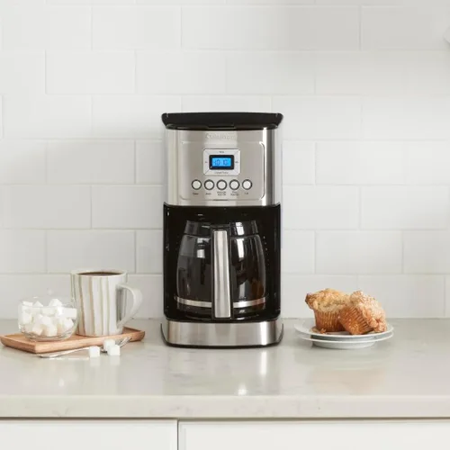 Vista 3 de Cuisinart Cafetera, jarra de vidrio de 14 tazas, totalmente automática para control de fuerza de preparación y ajuste de 1-4 tazas, acero