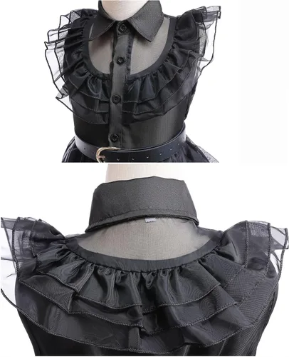 Vista 5 de YPGRMV Girl Wednesday Addams Fashion Cosplay Costume Skirt Birthday Present Dress Halloween t-Shirt