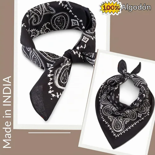 Vista 3 de Bandana de algodón de alta calidad para hombres y mujeres - Pañuelo para el Negro