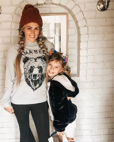 Vista 7 de Blooming Jelly - Sudadera holgada de manga larga para mujer, de cuello redondo con estampado de mamá oso
